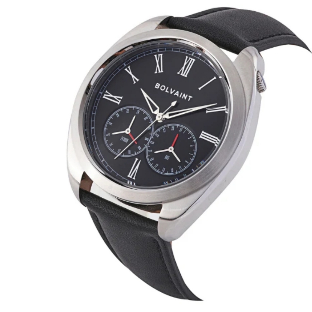 NIB Bolvant Men's Black and Silver Watch